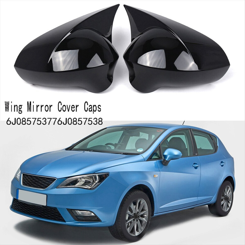 Gloss Wing Mirror Cover Caps For Seat 6J Mk4 2008-2017 Rear View Mirror Cover Black 4852088581423