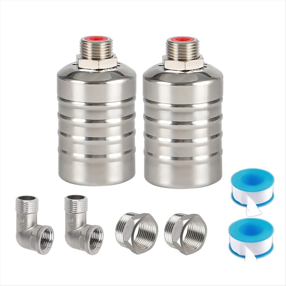 2 Pack 1/2Inch 3/4Inch Auto Fill Shut Off Water Tank Float Valve, 304 Stainless Steel Water Level Control Valve 4852088567694