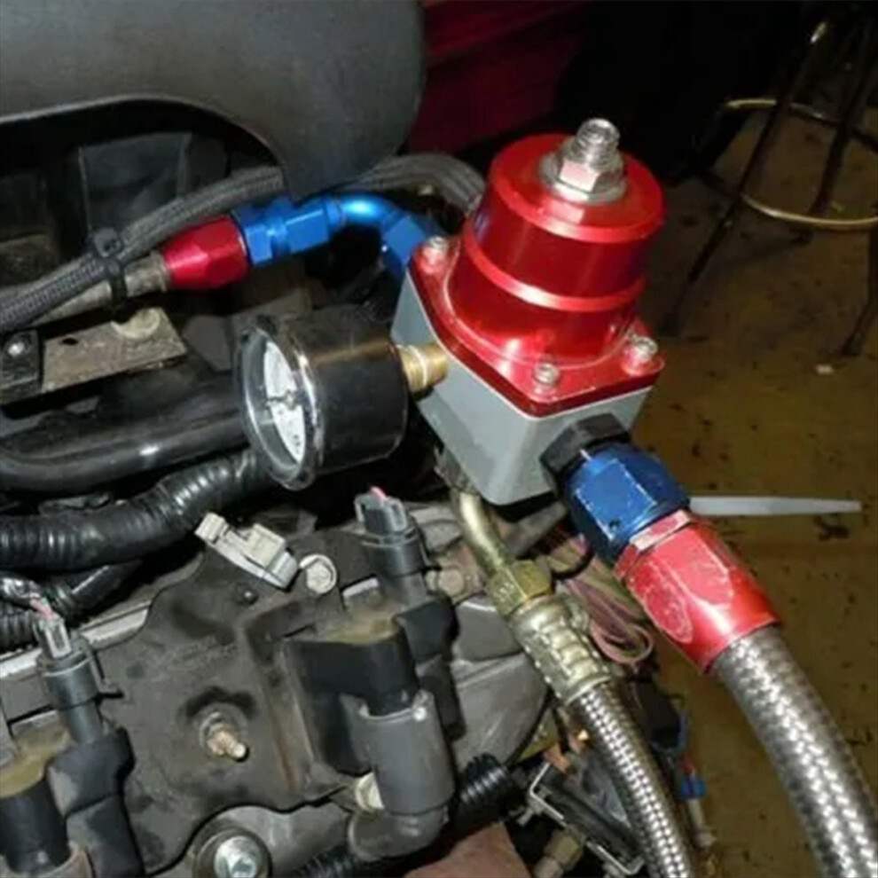 Adjustable Pressure Regulator Kit Oil 0-100Psi Gauge -6An 6An Black/Red 4852088595871