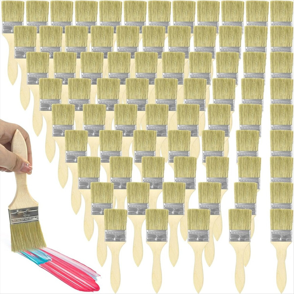 120 Chip Brushes 2 Inch Bulk Paint Bristle Wooden Stain For Paint, Glue, Varnish 4851222380908