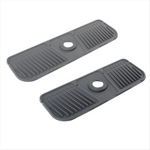 2PCS Kitchen Silicone Faucet Mat Faucet Water Catcher Mat Sink Splash Pad Countertop Protector Bathroom,Grey