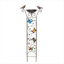 Udendørs fuglebad sommerfuglehave espalier havedekoration metalbadeskål med planteklatrestativ