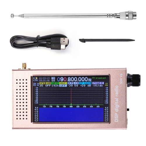 Ραδιόφωνο SDR V6 4,3 ιντσών με οθόνη IPS MW SSB CW HAM, δέκτης πλήρους ζώνης για επικοινωνία HAM