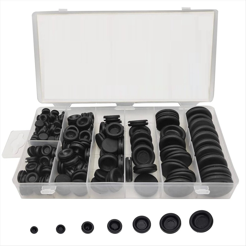 200Pcs 7Sizes Rubber Grommet Assortment Kit,Firewall Hole Plug Set Electrical Wire Gasket Solid Hole Plug Assortment Set 4852088595475