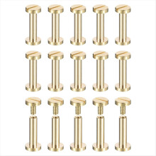 Pacote com 30 parafusos Chicago de latão, 15x8mm, cabeça chata, para fixação de pregos e pinos de amarração em projetos DIY.