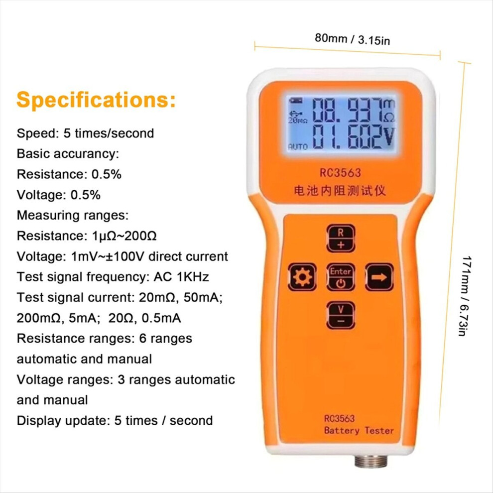 Rc3563 18650 Battery Voltage Internal Resistance Tester High- Trithium Lithium Iron Phosphate Battery Tester 4853544078884