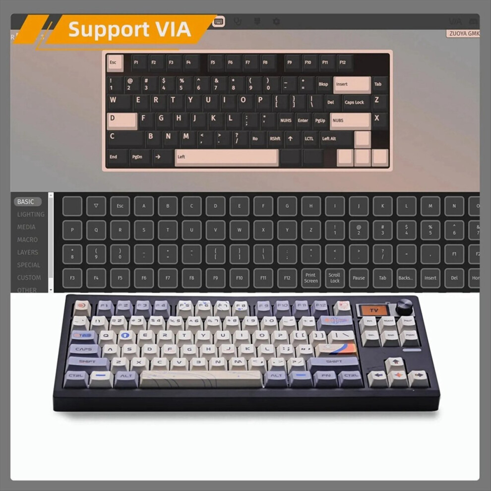 Gmk87 Mechanical Keyboard Kit With Display Screen Rgb Backlit Gasket Structure Gaming Hot Swap Keyboard White 4853544088173