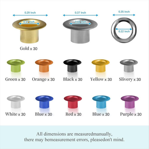 Ilhós de metal de 3/16 polegadas (4,76 mm), pacote com 300 unidades, com alicate perfurador para tecido, couro, cintos e lona. 2