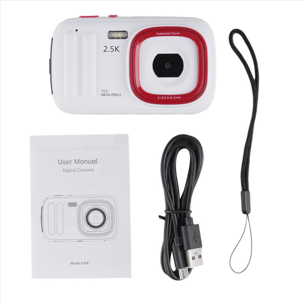 72Mp Digital Camera 2.5K Compact Point And Camera, 16X Zoom Auto Focus Camera With Mp3 For Kids White 4853544007594