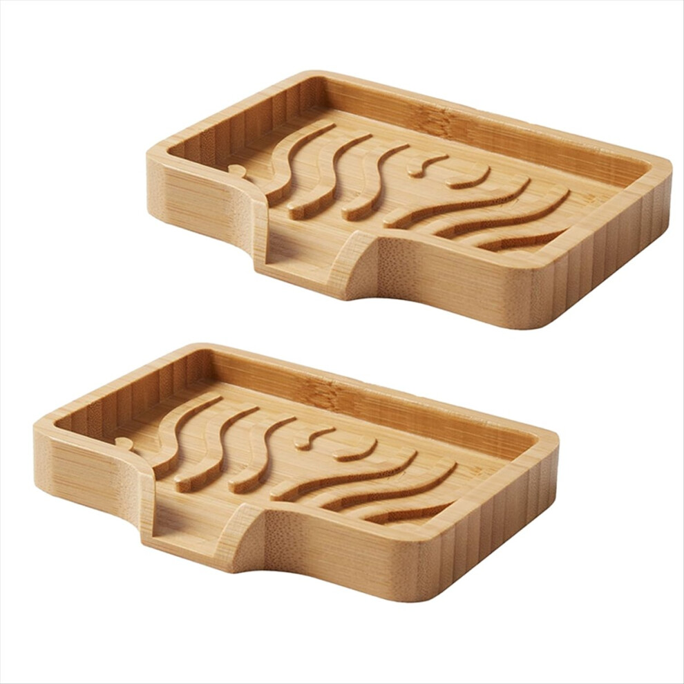 Bamboo Soap Dish Holder Tray, Wood Bar Soap Saver Self Draining Soap Case for Bathtub Hotel Home Decoration