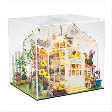 Gør-det-selv havehus bogkrog hyldeindsats miniature byggesæt trædukkehus blomsterhaverum bogreol A