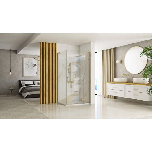 Καμπίνα Ντους Rea Hugo 100x90 Brushed Gold 1