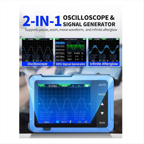 Oscilloscope/DDS Signal Generator 2-in-1,2.8 Inch TFT,10MHz Bandwidth, 48MS/S Sampling Rate, Trigger Function Auto/Nomal 1