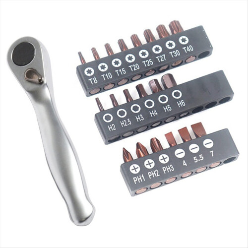 Mini Spiny Wheel Wrench 1/4 Positive and Reverse Fast Screwdriver, Inner Hexagonal Plums Blossom Multi -Function Set