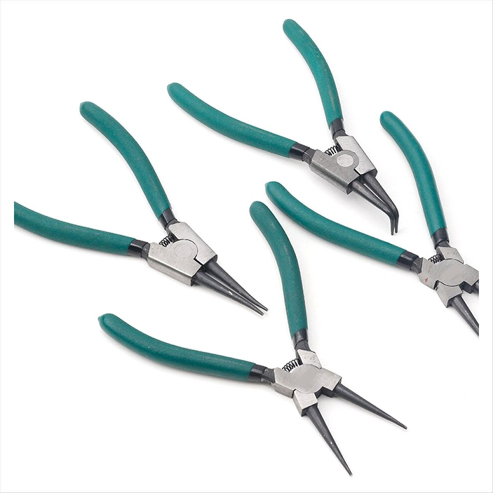4Pcs Snap Ring Pliers Set, 7Inch With Straight/Bent Jaw, Heavy Duty Spring Loaded Pliers 4853544023471