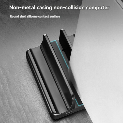 Adjustable Vertical Laptop Stand Holder Vertical Bracket Mount - Space Saving Organizer Black 2