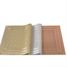 6Pcs Rectangular Woven Table Mat Slip 18x12 Inches Textured Scratch Proof PVC Table Mats, for Kitchen Home Decor Pink