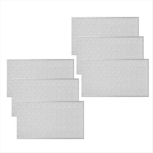 6Pcs Rectangular Woven Table Mat Slip 18x12 Inches Textured Scratch Proof PVC Table Mats, for Kitchen Home Decor Silver 2