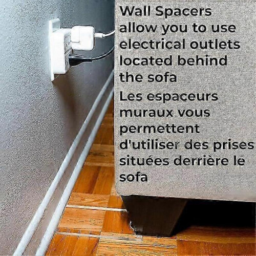 (2 Small)Clear Couch & Bed Stopper  Universal Wall Spacer (2Pack), Protects Walls, Prevents Fire Risks from Heaters & Keeps Space for Outlets 1