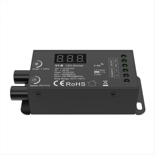 Dual Knob Constant Voltage LED Dmmer 1CHx20A Wireless Remote Control Numeric Display CV Controller V1-B