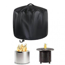 (S D18 x H15 inch)Round Fire Pit Cover Waterproof Dustproof Firepit Cover Patio Fireplace Cover