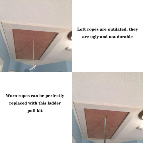 Complete Ladder Pull Down System Kit Attic Stair Kit, Includes 1 Extension Rod Up to 40 Inches Storage Hook 1