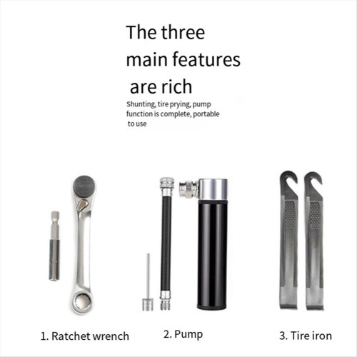 Bicycle Repair Tools Ratchet Socket Wrench Tire Pry Pump Multi-Function Tool Kit Accessories 2