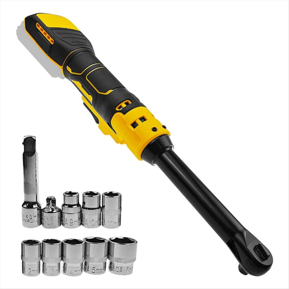 3/8Inch Extended Cordless Ratchet Wrench For Dewalt 20V Series Batteries,Electric Power Set With Metric Sleeves 4851222385507