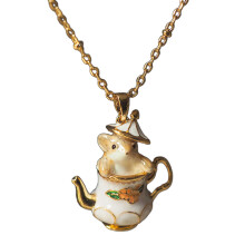 Cute Pendant Necklace Enamel Chipmunk Teapot Dangle-necklace 1