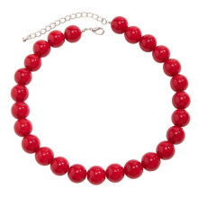 (Red)Eye Catching Acrylic Beaded Necklace Unique Style Neck Jewelry Fashion Accessories Short Necklace for Any Occasions Red