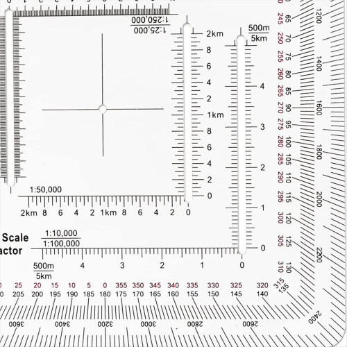Square Coordinate Scale Protractor for Land Navigation, Style UTM/MGRS Coordinate Scale 2