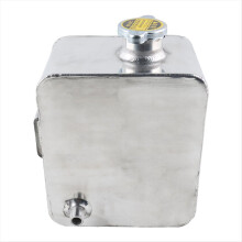 Autoaanpassing: doorlaatbare aluminium expansietank (2,5 liter) voor koelvloeistof, radiator, waterreservoir, overloop, zilverkleurig.