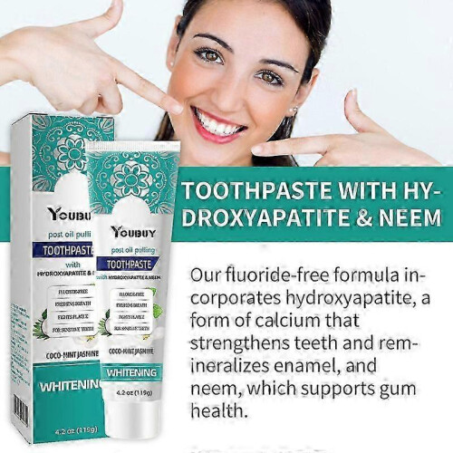 (2pcs)Hydroxyapatite fluoride free toothpaste, whitening toothpaste, fresh breath anti-decay toothpaste, reduce tooth stains whitening toothpaste 2