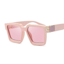 (Pink)Fashion Square Men Sunglasses Brand Designer Plastic Frame Sun Glasses Shades For Women Black Silver Mirror Oculos De Sol Tw