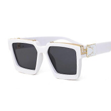 (White Gray)Fashion Square Men Sunglasses Brand Designer Plastic Frame Sun Glasses Shades For Women Black Silver Mirror Oculos De Sol Tw