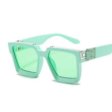 (green)Fashion Square Men Sunglasses Brand Designer Plastic Frame Sun Glasses Shades For Women Black Silver Mirror Oculos De Sol Tw