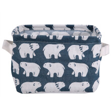 Family Organization Essential, Collapsible Design Linen Cotton Fabric Bins With Leather Handles, Great For Baby Toys, Cosmetics, Snacks Storage, Water