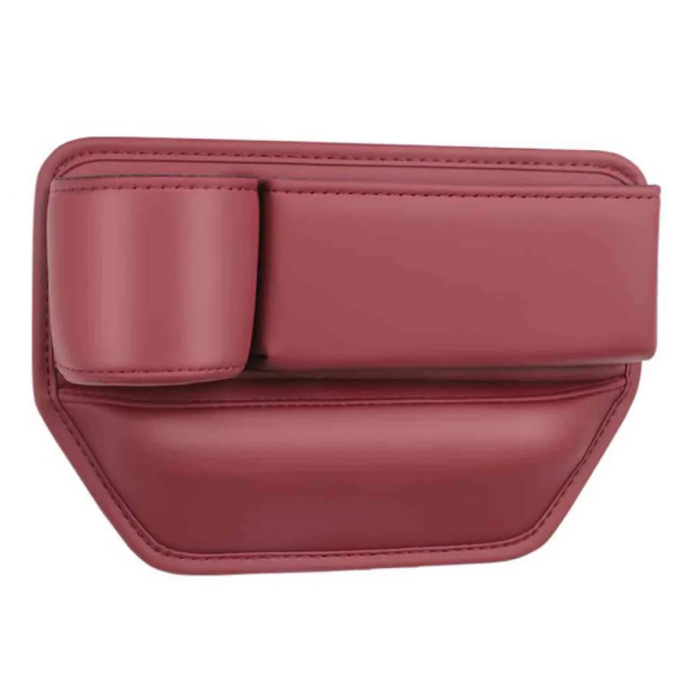 Car Leather Cup Holder Gap Bag, Seat Gap Storage Box With Cup Holder And Charging Hole Design, Multi Functional Compartments Organizer For Glasses Pho 9060116133451