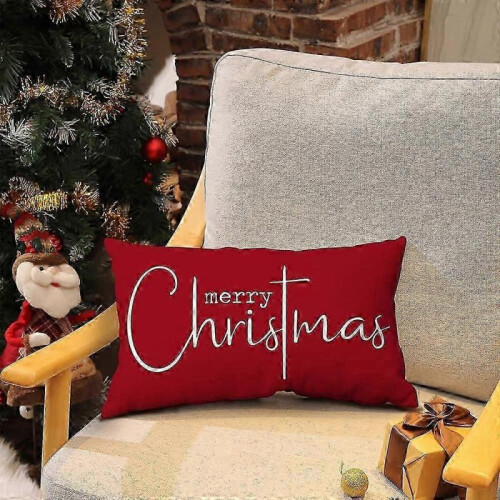 (shape20)Christmas Pillow Covers Merry Christmas Throw Pillow Decorative Christmas Red 2