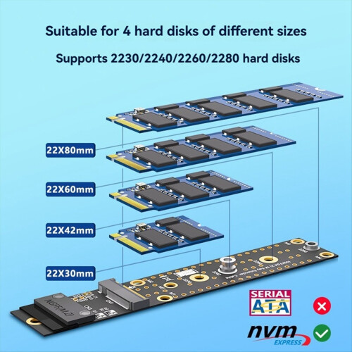 M.2 SSD-förlängningskabel M.2 (NGFF) Key M NVMe-förlängningskabel Stöder 2230/2240/2260/2280 hårddisk 2