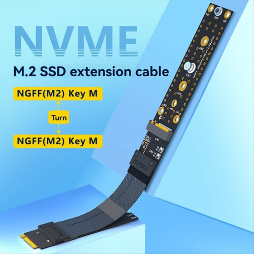 M.2 SSD-förlängningskabel M.2 (NGFF) Key M NVMe-förlängningskabel Stöder 2230/2240/2260/2280 hårddisk 1