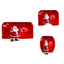 Perdea de duș de sărbători cu accesorii, set de baie din țesătură din poliester rezistentă la apă cu design de desene animate Moș Crăciun
