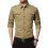 (XL,Khaki)Mens Casual Solid Cotton Slim Fit Shirt Tw 1