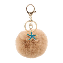 Zachte pluche zeester sleutelhanger accessoire Stevige-Khaki
