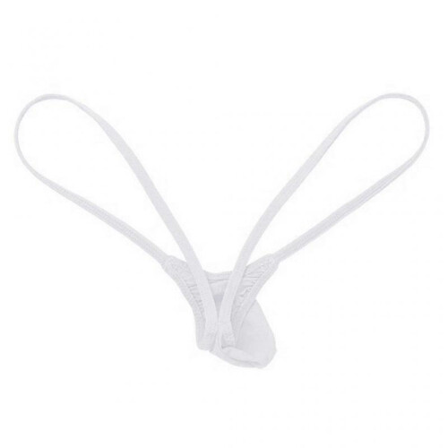 (M,White)Open Back Mens Underpants Low Waist Briefs G-string Thong Underwear Tw 2