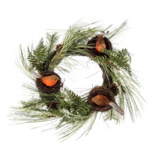 Homescapes Artificial Christmas Wreath with Robins Nests, 16 Inch