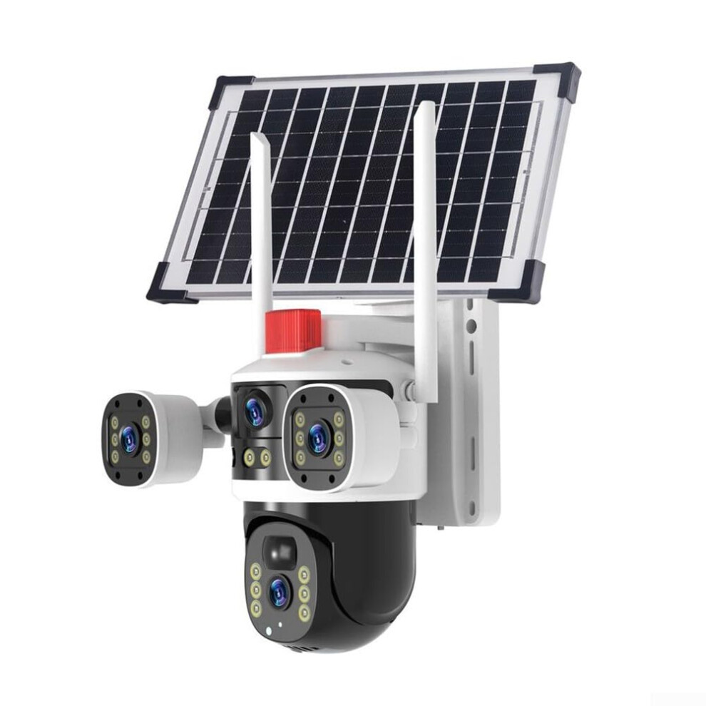 Outdoor Security Camera 8Mp Resolution, Dual Lens, 360Degree Pantilt, Solar Powered, Ip66 White 9323874355399