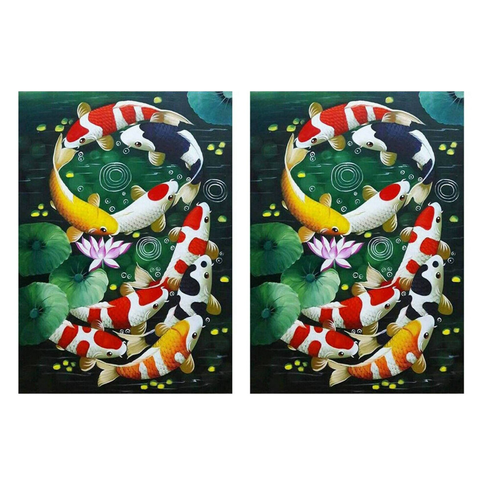 2X 5D Art Diamond Painting Full Koi Cross Stitch Kits Embroidery Home Decors 4854128949828