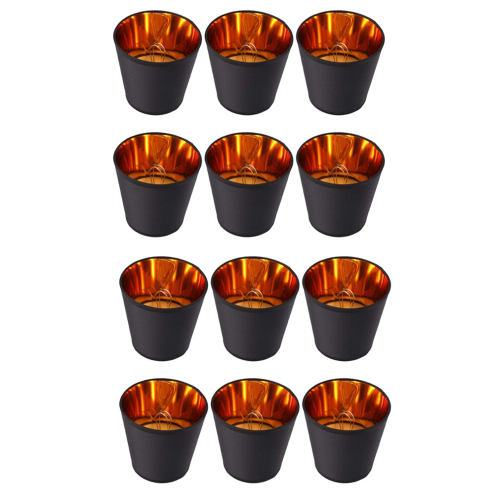 12X Lamp Shades With Lining Clip On Candle Chandelier Lampshades Black/Gold/Light 4854128948807
