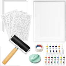 Gel Printing Plate Kit, with 8" X10" Gel Plate, Brayer, Watercolor Paints, A4 Printmaking Paper, and Essential Tools